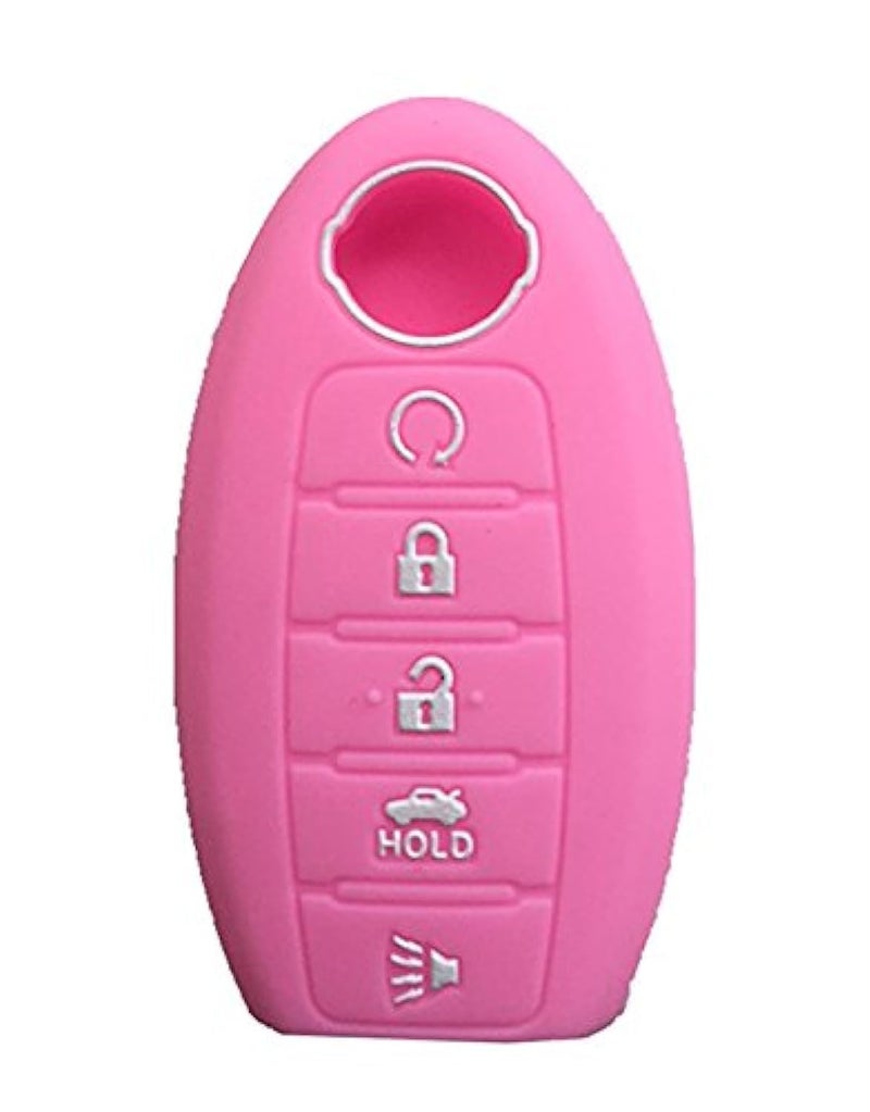 KAWIHEN Silicone Key Fob Cover Fit for Nissan 5 Button Nissan 350Z 370Z Altima Armada GT-R Leaf Pathfinder Rogue Sentra Maxima Murano Versa CWTWB1U840 285E3-3SG0D (Pink) - Image 1